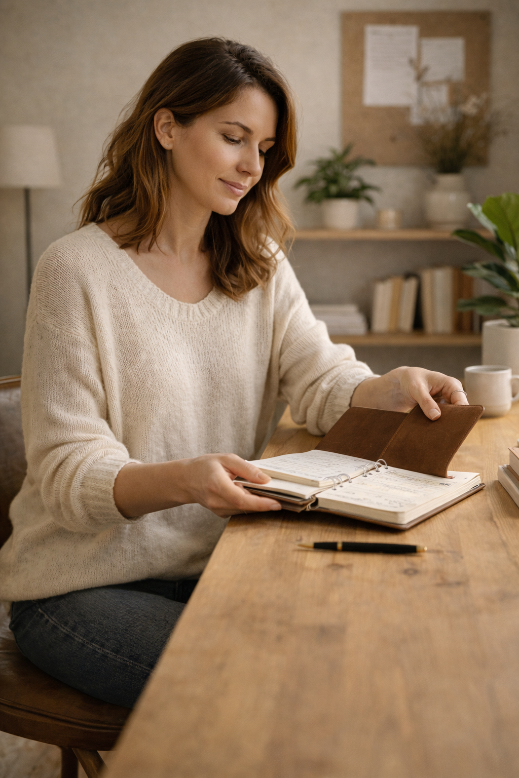 Mulher organizando agenda